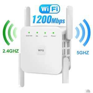 Routers 5Ghz Wireless Wifi Repeater 1200Mbps Router Booster 2.4G Long Range Extender 5G Signal Amplifier 221019 Drop Delivery Comput Dhmq7