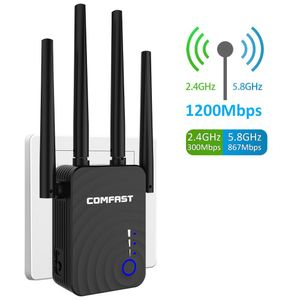 Routers Comfast 1200 Mbps Wiless WiFi WiFi Extender WiFi Repeater / Router Dual Band 2,4 5.8 GHz 4 Wi Fi Antenne Signal à longue portée Amplificateur AP