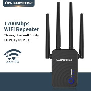 Routers Dual Band Wireless WiFi Repeater Extender 1200 Mbps WiFi Repeater Router Access Point avec 4 antennes externes Comfast CFWR754