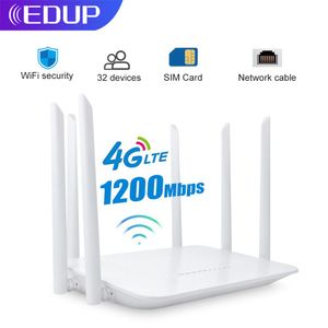 Routers EDUP 1200 Mbps Router WiFi Router 4G LTE Wiless WiFi SIM Card Router Mobile Router Support LAN Port Wireless Portable Router Hotspot