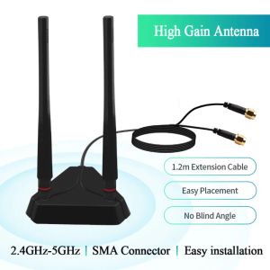 Routers Gain élevé 2,4 g / 5 GHz Dual Band 6DBI SMA Câble d'antenne externe omnidirectionnelle pour PCIe Desktop WiFi Adapter Wireless Router AP