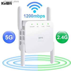 Enrutadores KuWfi 2.4G 5G Wifi Repetidor 1200Mbps Wi Fi Router Amplificador de largo alcance Amplificador de señal Wifi Repetidor inalámbrico Wi-Fi Internet en el hogar Q231114