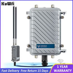 Routeurs kuwfi 300 Mbps Router extérieur 500mW Repeater de pont sans fil Amplificateur de signal WiFi Point d'accès à long terme Routeur CPE 2 * 8dbi