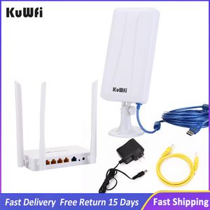 Routeurs kuwfi 300 Mbps Router sans fil + adaptateur USB WiFi à gain élevé 300 Mbps Router WiFi de haute puissance