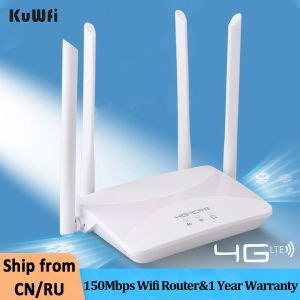 Routeurs kuwfi 4g lte wifi routeur avec sim slot slot hotspot rj45 wan lan modem 4g wifi caméra cpe wireless router partager le trafic