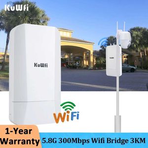 Enrutadores KuWfi 5G Repetidor Wifi 300Mbps Puente exterior 1-3KM Señal de largo alcance Enrutador Wifi Punto a punto Amplificador de señal Wifi IP65 Q231114