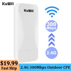 Routeurs kuwfi pont wifi extérieur 1 km 2.4g 300 Mbps Router sans fil à longue portée extender AP CPE Kit de routeur