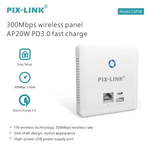 Routers Pixlink CAP08 AP 300M Point d'accès 2.4g Router intérieur haute puissance Couverture omnidirectionnelle Station de base WiFi Antenne interne