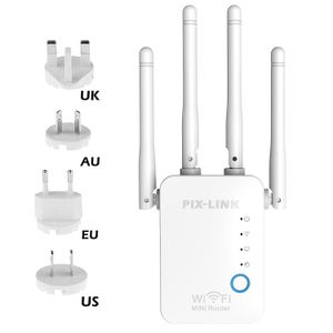 Routeurs Pixlink WiFi Repeater Wireless Router Pro 300 Mbps 4 Antenne Extender Amplificateur Répéteur du signal du signal d'extension Extender