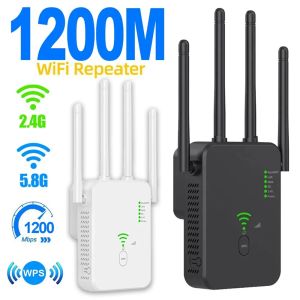Routers Router Repeater sans fil 1200 Mbps Signal WiFi Booster Dualband 2.4g 5G WiFi Extender Gigabit WiFi Amplificateur Home Outdoor