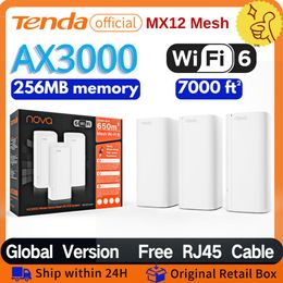 Routers Tenda WiFi 6 Mesh Router WiFi AX3000 MX12 2,4 GHz 5GHz Répéteur sans fil complet MW12 AC2100