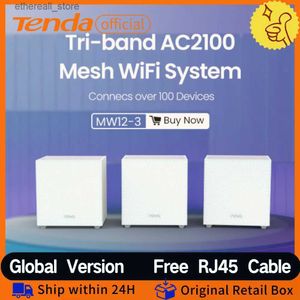 Enrutadores Tenda WIFI Mesh Router AC2100 2.4Ghz 5GHz Repetidor inalámbrico de tres bandas MW12 2100mbps Red Extensor de largo alcance Mesh WIFI Routers Q231114