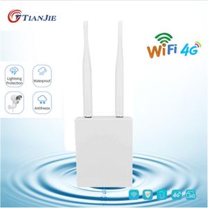 Routeurs Tianjie à grande vitesse extérieure 4G LTE Wireless AP imperméable déverrouillage SIM Card WiFi Router Hotspot CPE CPE LAN / WAN RJ45 Port Modem Dongle