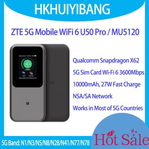 Routeurs déverrouillés ZTE 5G portable wifi u50 pro 10000mAh 27W Charge rapide Wifi 6 3600 Mbps Mobile Hotspot 5G Router SIM Card Slot Mu5120