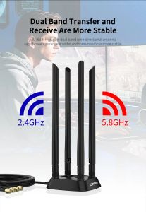 Routers WiFi Antenne externe Base magnétique pour la carte WiFi Intel AX200 Double bande 120 cm Antenne de gain de haut