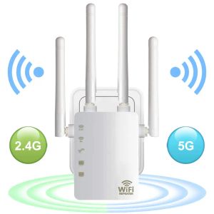 Routeurs WiFi Range Extender 300 / 1200Mbps Double bande 2.4 / 5 GHz Signal Internet Booster sans fil pour le routeur Configuration facile WPS