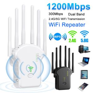 Routers Repeater WiFi sans fil 1200 Mbps / 300 Mbps WiFi Signal Booster Router Dualband 2.4g 5G WiFi Extender Network Amplificateur Home Office