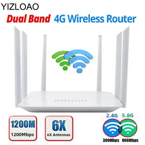 Routers Yizloao LT260A 4G ROUTER WIFI 1200 Mbps sans fil CPE Gateway Double bande 2,4g / 5 GHz B5 B7 B20 B28 MODEM MODEM MODEM AP 6 ANTENNA