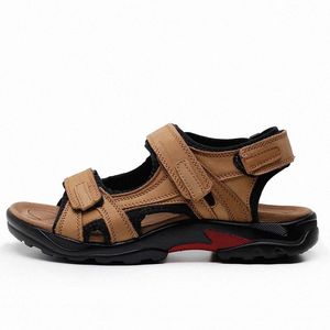 Roxdia Nueva Moda Transpirable Sandalias Hombres Sandalia Cuero Genuino Verano Playa Zapatos Hombres Zapatillas Causal Zapato Tallas grandes 39 48 RXM006 94uo #