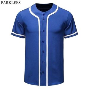 Royal Blue Baseball Jersey Hombres Mujeres Verano Manga corta Hip Hop Swag Streetwear Equipo Masculino Uniforme Playa Béisbol Camiseta 210522