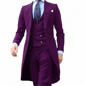 Royal Blue Lg Tail Coat 3 piezas Gentleman Man Suit Smoking Da Sposo Moda Maschile Per Giacca Da Ballo Da Sposa Gilet C 707n #