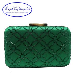Royal Nightingales Bolsas y bolsas de embrague de la noche de cristal grande para bolsos de mujer Emerald verde azulado azul marino 240223