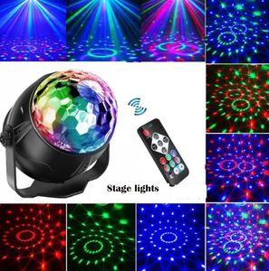 Luces de escenario láser rtable Decoración para el hogar RGB Iluminación de siete modos Mini DJ Disco luz de baile con control remoto para fiesta de Navidad Proyector de club Lámparas LED KTV