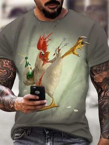 RUKAS Camiseta Camiseta Divertida Animal Cerveza Pollo Degollado Wit en Groen Verde Azul Rojo Impresión 3D Ropa Informal de Manga Corta Impresa al Aire Libre/Verano/Verano
