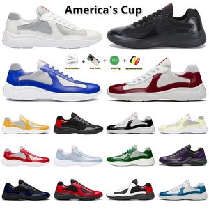 Zapatos para correr Hombres Mujeres America's Cup Xl Zapatillas de deporte de cuero de diseñador Zapatillas planas de charol de alta calidad Blanco Negro Malla con cordones Zapatos deportivos para corredores al aire libre