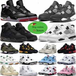 Diseñador 4s zapatos Brown Bred Reimagined Military Black Cat Pine Green Men Red Thunder Sail Black Cat White Oreo Infrarrojos Mujeres para hombre Zapatillas de deporte