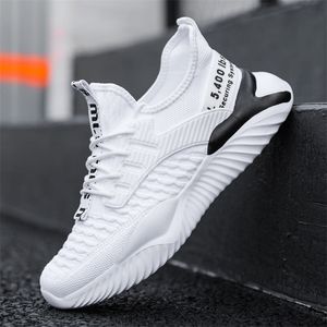 Chaussures de course blanc noir vert respirant mode tricot jogging confortable doux à lacets sport baskets chaussures décontractées hommes formateurs