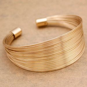 Runway Gold Egypt Cleopatra 80s Multi Memory Fine Wire Big Viking Cuff Pulsera Brazaletes Joyería india Bijoux Pulseiras Bileklik Q0719