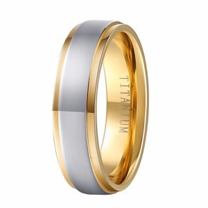 Bague classique en titane pour hommes, couleur or, 6mm, russe, brésil, états-unis, confortable, unisexe, bracelet de fiançailles, de mariage, bijoux de doigt