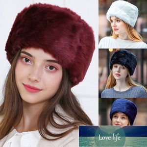 Mujeres rusas invierno suave esquí orejeras sombreros moda piel sintética estilo cosaco cálido redondo gorra plana mujer sombrero precio de fábrica diseño experto calidad último estilo