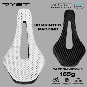 Ryet Full Carbon 3D Saddle imprimé Ultralight Hollow confortable Breatchable Mtb Road Racing Bike Cycling Seat Bicycle Accessory 240319
