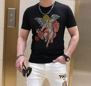 S-6XL Anime T-shirt hommes coton graphique strass haute qualité mode d'été perceuse chaude T-Shirts streetwear vêtements pour hommes