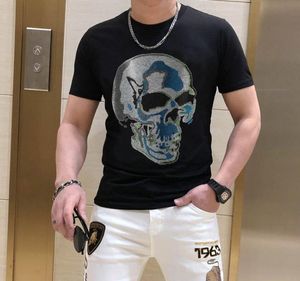 S-6XL Anime T-shirt hommes crânes graphique strass haute qualité mode d'été perceuse chaude T-Shirts streetwear vêtements pour hommes