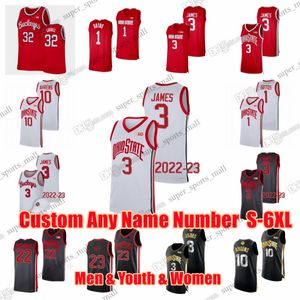 S-6XL Maillots de basket-ball universitaire Ohio State Buckeyes Bronny James Jamari Wheeler Kyle Young Wesson E.j. Liddell Zed Key Russell Branham Etzler Hommes Jeunes Femmes