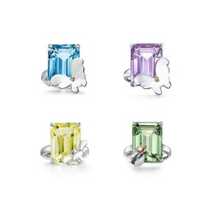 S Desgers Solitaire Simples Design Sense Sterling Sier Ring Dames Classic Colored Diamond Simple Rings Gift Bood Good