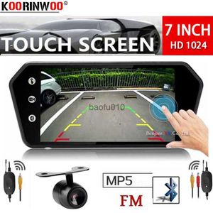 s Koorinwoo Wireless Adopter Media 1024P Moniteur à écran tactile Miroir MP5 Bluetooth USB FM Musique Film RCA Ensemble de caméra de recul pour voiture L230619