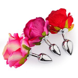 S/M/LRose Flower Anal Plug para hombres y mujeres masturbador de acero inoxidable Butt Toys masaje de próstata