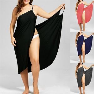 S Plus Size Summer Beach Sexy Women Color sólido Wrap Dress Bikini Cover Up Sarongs 220629