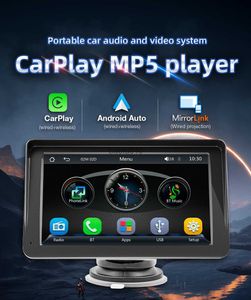 s Portable Car Monitor 7 Inch Wireless Carplay Android-Auto Bluetooth FM Transmitter USB TF MP5 Multimedia Player L230619