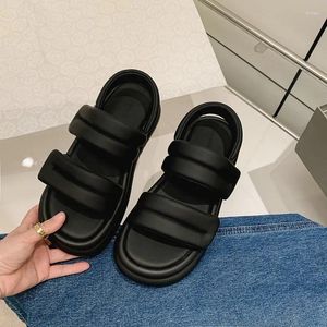 S Plateforme Sandales Soft Sole Microfiber Light Flats Punk Goth Rome Femmes Pêcheman Chaussures Chunky Hook Loop Ferme O 474 Sandal Flat Fiherman Shoe Cloure