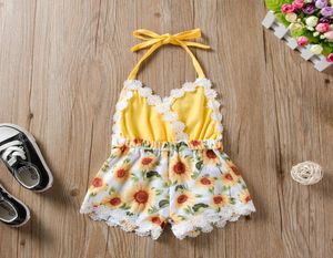 S été mignon bébé filles tournesol imprimé salopette pour filles 6M 2 ans enfants mode dress3950436