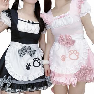 S-XL Plus-Taille Bidimensionnelle Chat Rose Maid Dr Anime Girl Lolita Costume de jeu de rôle Uniforme japonais mignon S7CA #