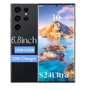 Teléfono celular S24 Ultra Teléfono 5G SmartPhone Core 6.8 pulgadas Perforado Pantalla completa Huella digital Face ID Cámara de 13MP GPS Teléfono desbloqueado TV Inglés Jugar juegos Video Correo electrónico