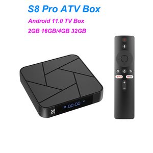 S8 pro ATV TV Box 4k Amlogic S905w2 Quad Core Android 11 OS 4GB 32GB 5G double bande Wifi BT télécommande vocale