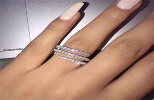 S925 Linda hembra Full Cz Stone Finger anillo de dedo 925 Anillo de compromiso de plata esterlina anillos de circón coloridos para mujer9807506