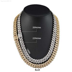 S925 Hip Hop Jewelry 12mm Baguette Diamond Necklace 18k Chapado en oro Vvs Moissanite Bracelet 925 Silver Iced Out Cadena de eslabones cubanos